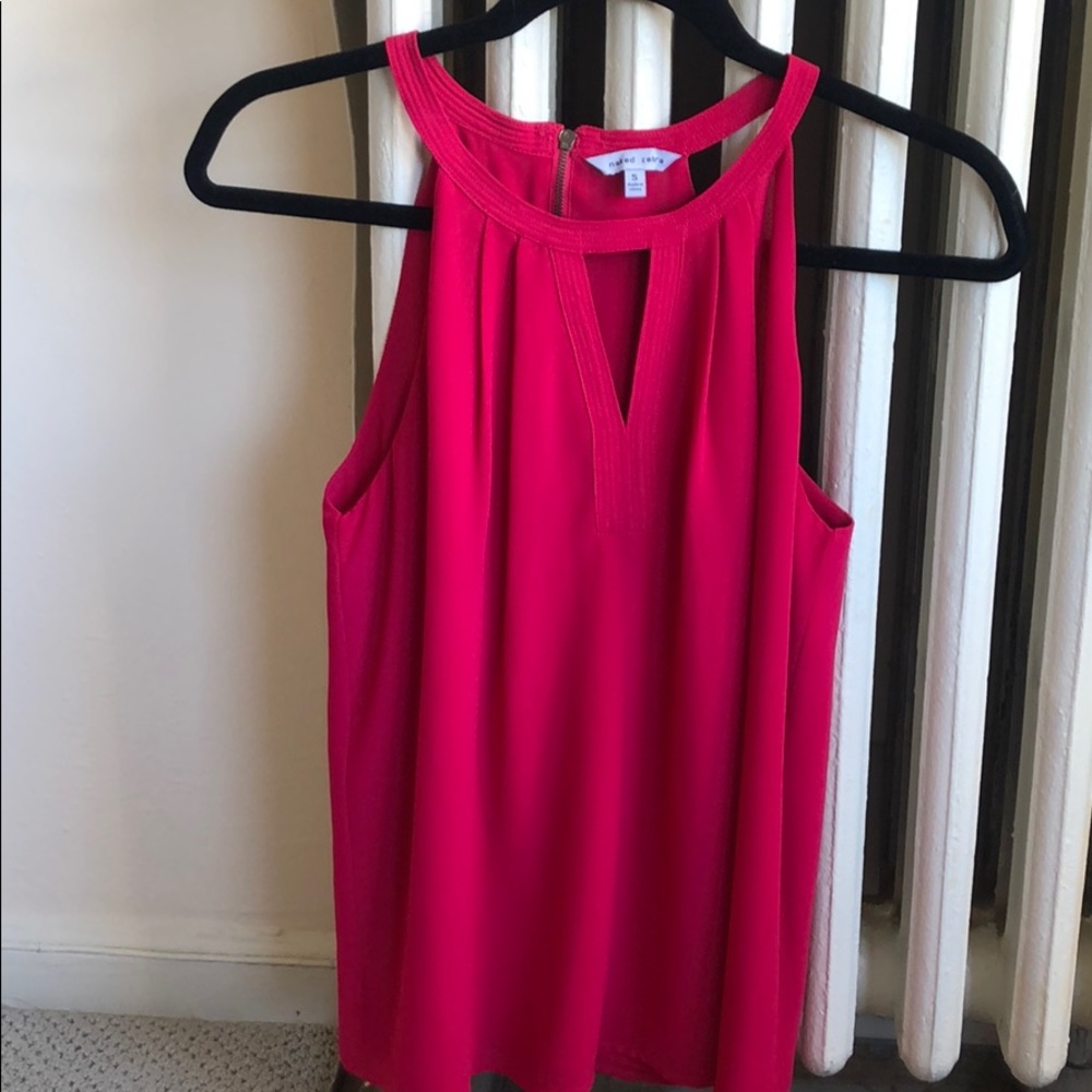 Bright pink Naked Zebra tank with keyhole